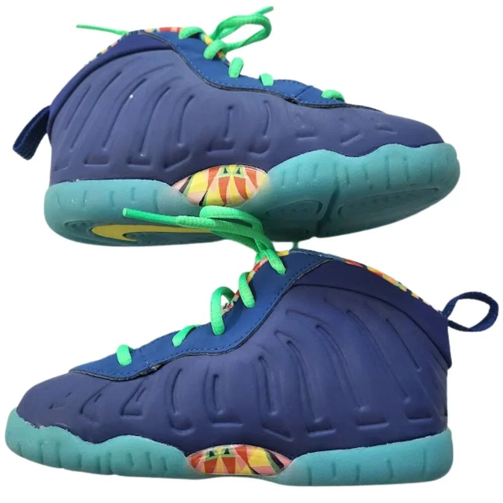 NIKE Blue Multi-Colored Little Posite One “Kaleidoscope” Shoes Toddler Boy's 8C